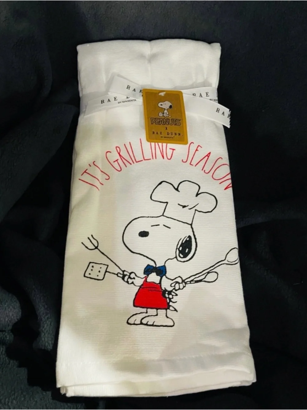 Rae Dunn Peanuts Snoopy Kitchen Towels IT'S GRILLING SEASON